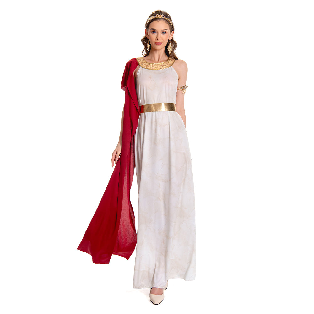 knee length dresses for ladies Women Toga Costume Greek Goddess White Dress Renaissance Outfit Carnival  Halloween Cosplay Costume main image 1