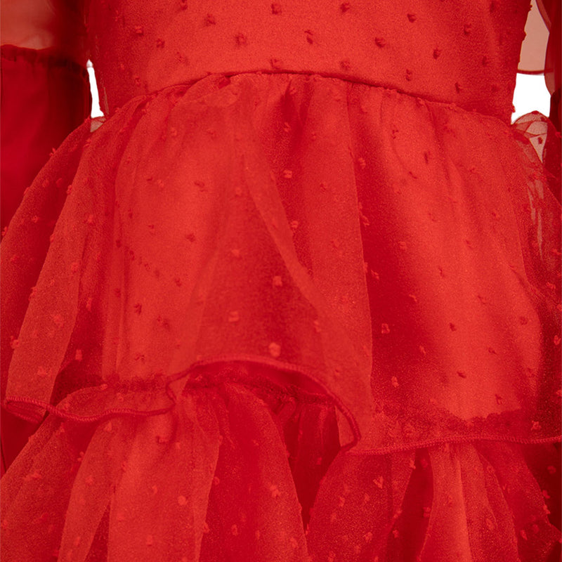 Beetlejuice Movie Lydia Deetz Kids Children Red Wedding Dress Party Carnival Halloween Cosplay Costume