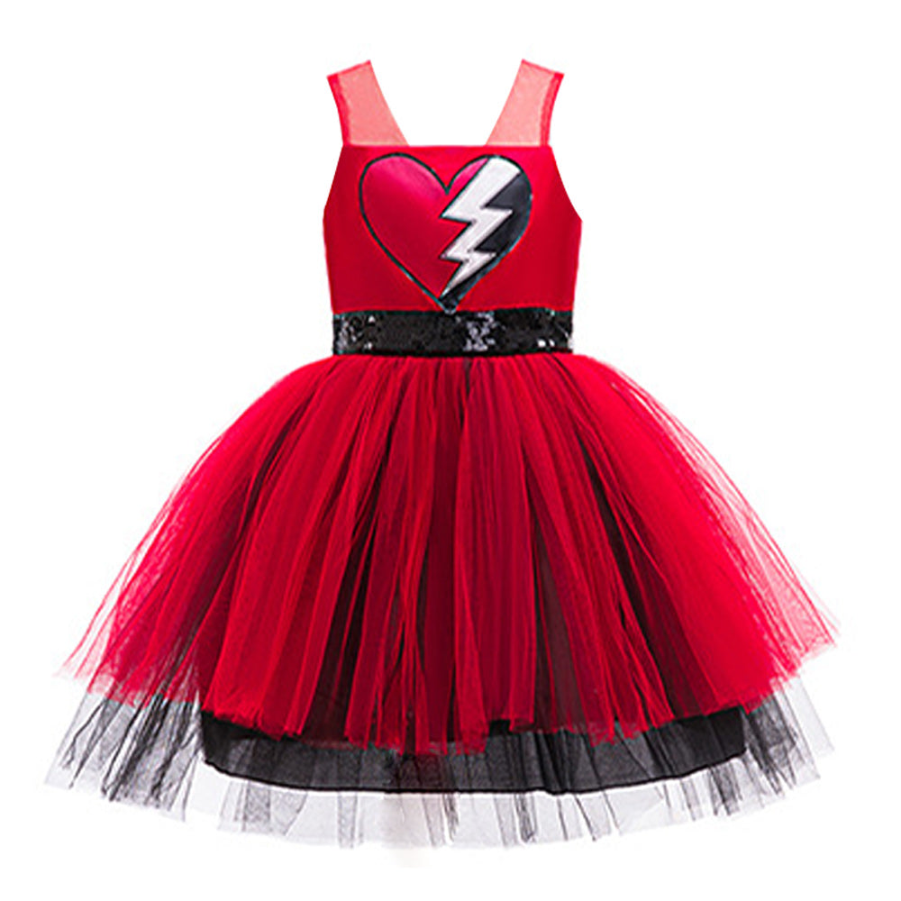 Cosplay Costume Red Wicked Wonderland Mesh Tutu Dress Red Kids Children Halloween Carnival Party Outfits