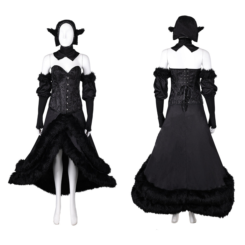 Delicious in Dungeon Marcille Donato Women Black Dress Party Carnival  Halloween Cosplay Costume