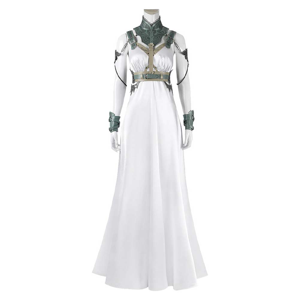 FF VII Aerith Gainsborough Women White Dress Party Carnival Halloween Cosplay Costume FF VII Aerith Gainsborough Women White Dress Party Carnival Halloween Cosplay Costume