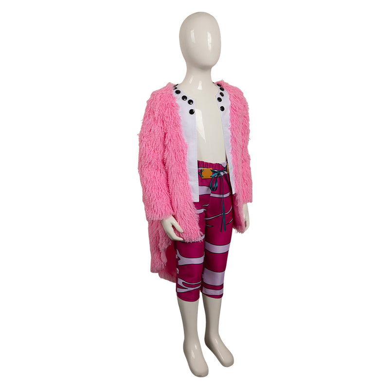 One Piece Anime Donquixote Doflamingo Kids Children Pink Outfit Party Carnival Halloween Cosplay Costume