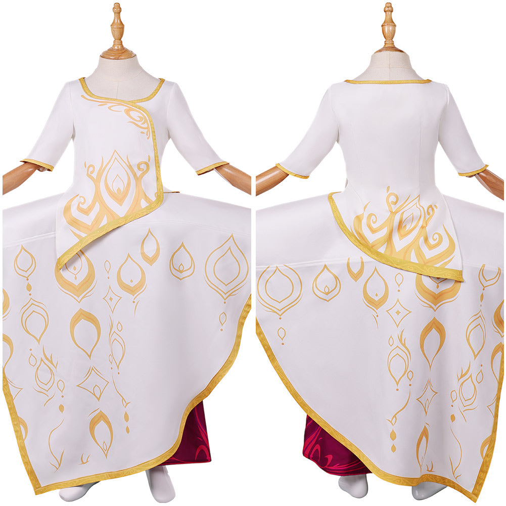 Spellbound (2024) Princess Ellian Kids Children White Dress Carnival  Halloween Cosplay Costume
