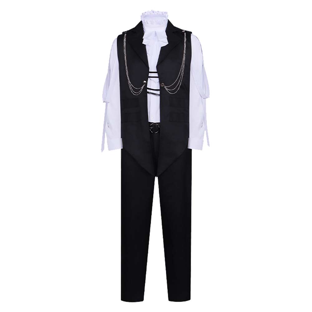 Tamon's B-Side Sakaguchi Ouri Black Vest Shirt Pants Set Outfit Men Halloween Carnival Party Cosplay Costume