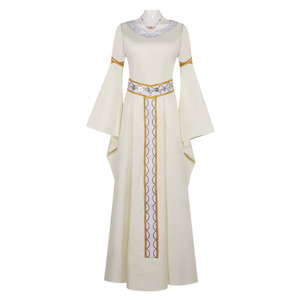 white medieval dress The Lord of The Rings Eowyn Off-White Outfit Women Dress Carnival Halloween Cosplay Costume
