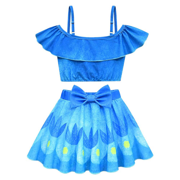 Trolls Band Together Movie Poppy Kids Children Blue Swimsuit Party Carnival Halloween Cosplay Costume