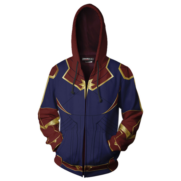 Teen Zip-Up Hoodie Avengers 4 Captain Carol Danvers 3D Sweatshirt