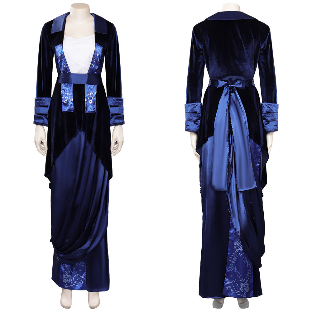 Titanic Rose Blue Velvet Gown Outfit Cosplay Costume Titanic Rose Blue Velvet Gown Outfit Cosplay Costume