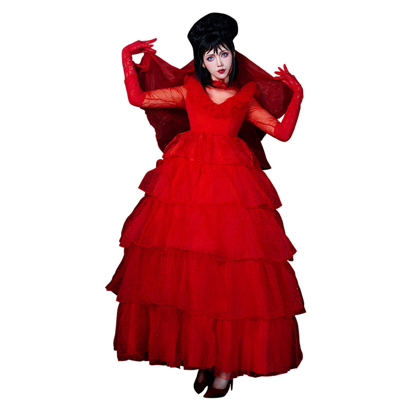 Beetlejuice 2024 Lydia Deetz / Beetlejuice Cosplay Costume Red Wedding Outfits Halloween Carnival Suit Beetlejuice 2024 Lydia Deetz / Beetlejuice Cosplay Costume Red Wedding Outfits Halloween Carnival Suit