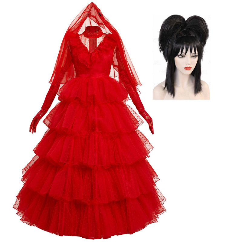 Movie Beetlejuice Lydia Deetz / Beetlejuice Cosplay Costume Red Weddin