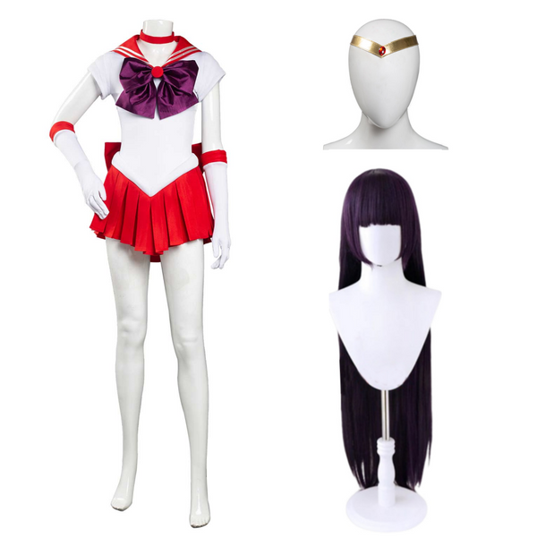 Sailor Moon Hino Rei Sailor Mars Red Uniform Dress Outfits Halloween Cosplay Costume