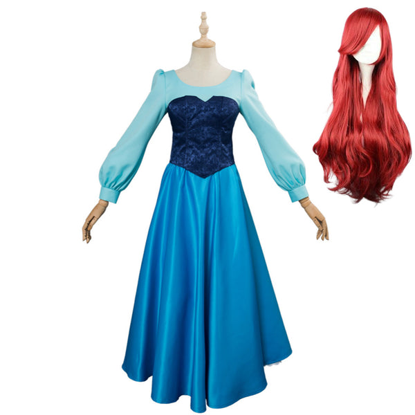 ariel blue dress costume Cosplay Spot clean Imported Color:CABERNET Summer Mom Outfits Black & White Halter