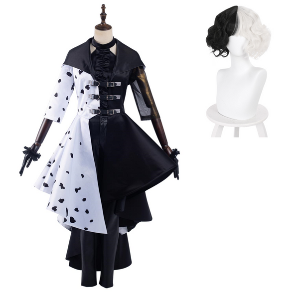 2021 Cruel Devil Black and White Dress Outfits Halloween Carnival Suit Cosplay Costume