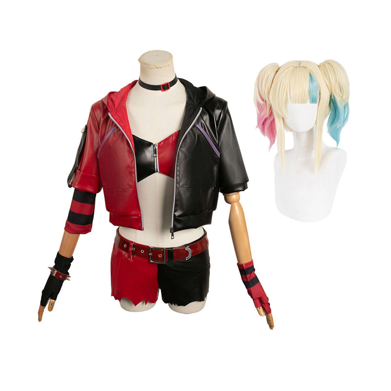 Suicide Squad Isekai 2024 Harley Quinn Women Black And Red Full Set Outfit Cosplay Costume