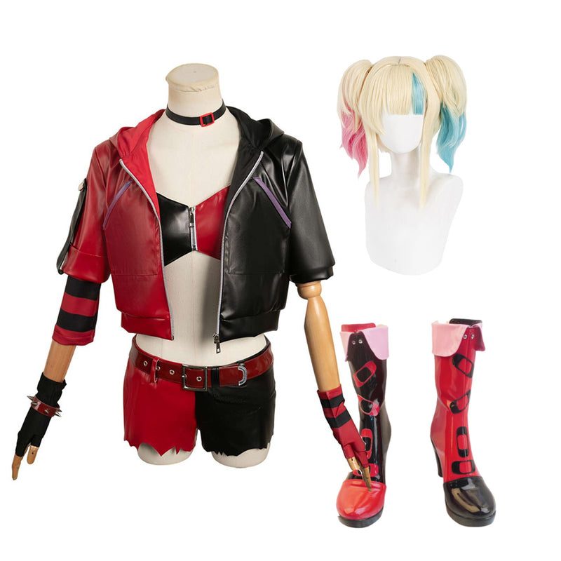 Suicide Squad Isekai 2024 Harley Quinn Women Black And Red Full Set Outfit Cosplay Costume