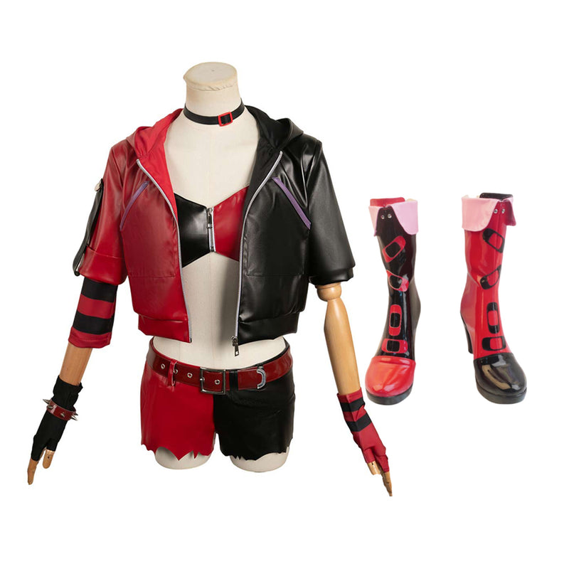 Suicide Squad Isekai 2024 Harley Quinn Women Black And Red Full Set Outfit Cosplay Costume