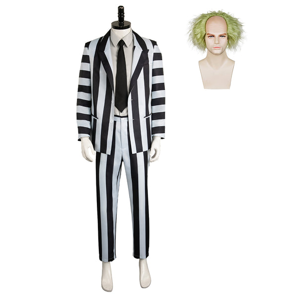 Beetlejuice 2024 Beetlejuice Archmage White And Black Striped Suit Cosplay Costume