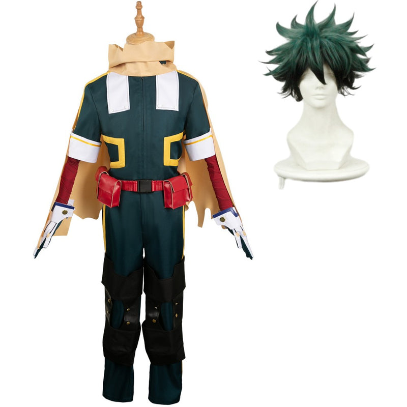 Izuku Midoriya Adult Green Outfit Combat Suit Party Carnival Halloween Cosplay Costume