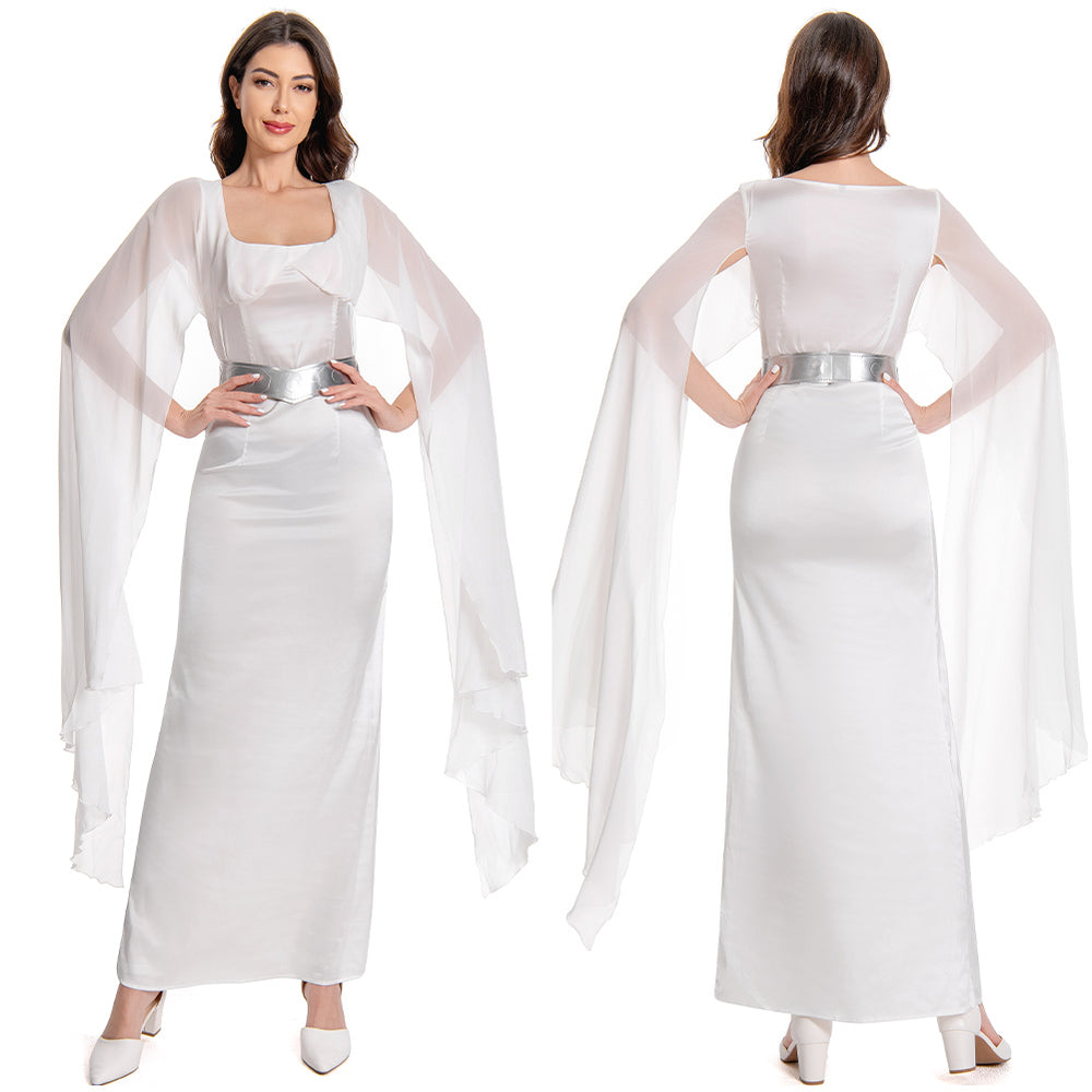 Leia Organa Medal Ceremony Dress White Dress Cosplay Costume