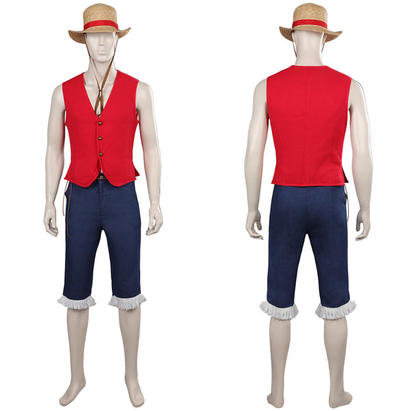 Cosplay Movie One Piece Luffy Costumes Tops Shorts Hat Halloween
