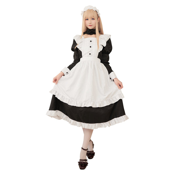 Long Maid Dress Outfits Halloween Carnival Party Cosplay Costume