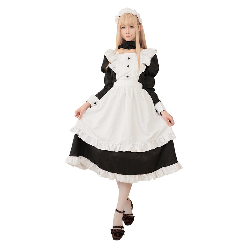 Long Maid Dress Outfits Halloween Carnival Party Cosplay Costume