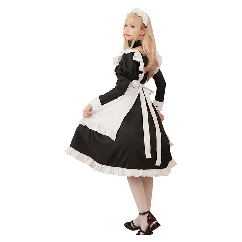 Long Maid Dress Outfits Halloween Carnival Party Cosplay Costume