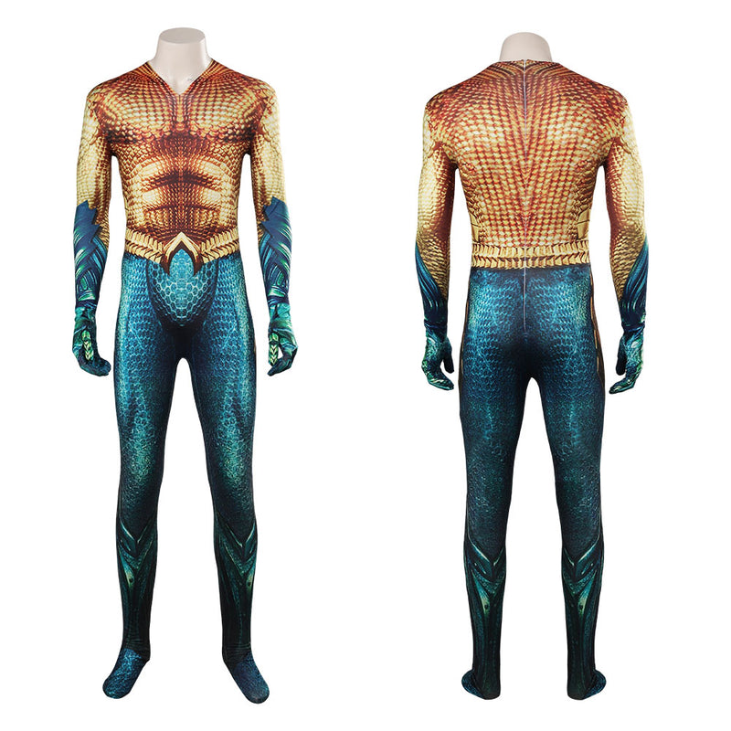Movie Aquaman Arthur Curry Printed Jumpsuit Outfits Halloween Carnival Cosplay Costume