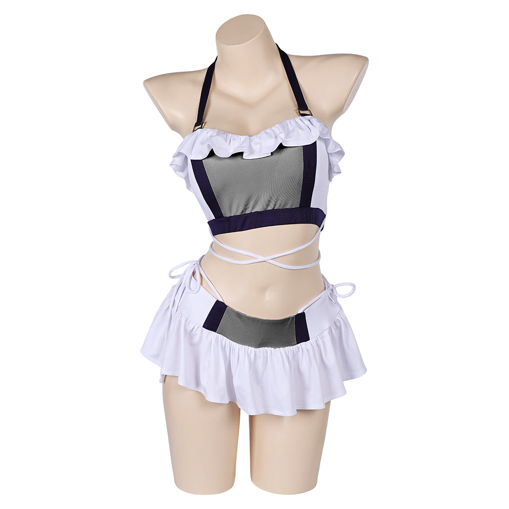 Final Fantasy VII Game Tifa Lockhart Women White Swimsuit Party Carnival  Halloween Cosplay Costume