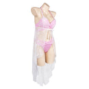FF VII Aerith Gainsborough Women Pink Bikini Swimsuit Party Carnival Halloween Cosplay Costume