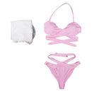 FF VII Aerith Gainsborough Women Pink Bikini Swimsuit Party Carnival Halloween Cosplay Costume