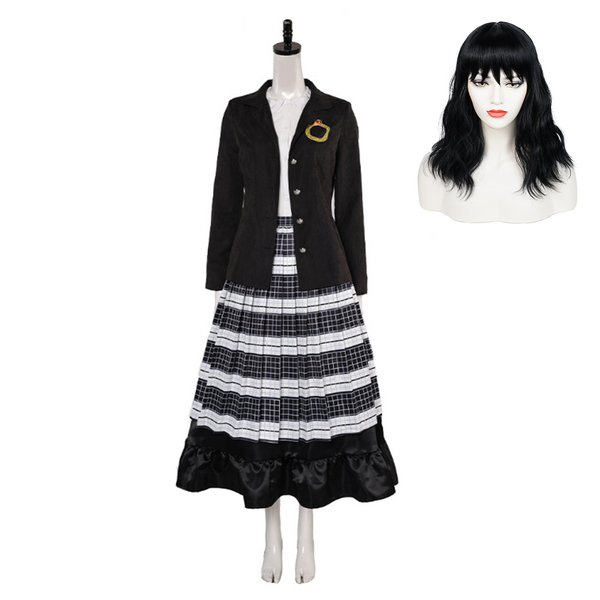 Beetlejuice 2024 Astrid Deetz Women Black Dress Outfit Party Carnival Halloween Cosplay Costume