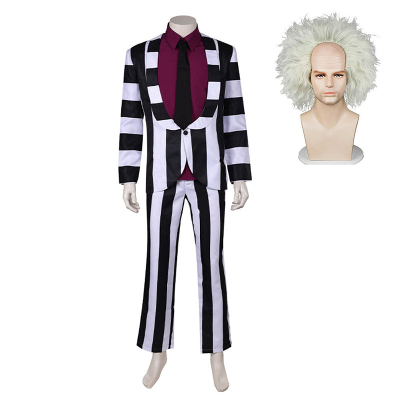 Beetlejuice 2024 Beetlejuice Red Striped Suit Party Carnival Halloween Cosplay Costume