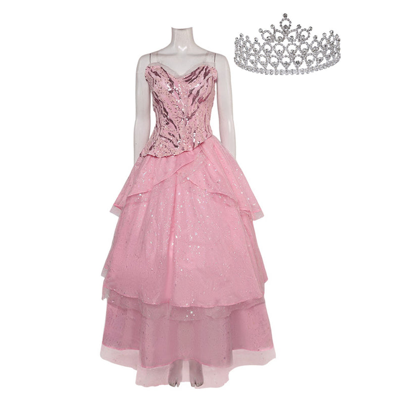 Wicked 2024 Glinda Women Pink Dress Party Carnival Halloween Cosplay Costume