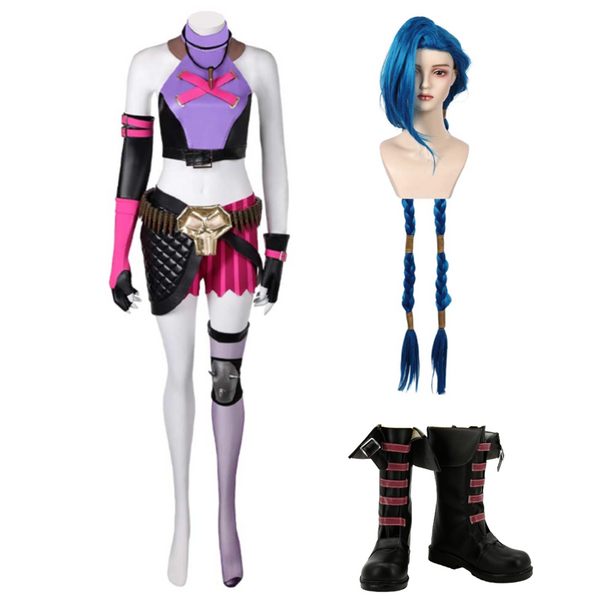 Arcane: League of Legends Season 2 (2024) Jinx Women Purple Full Set Outfit Cosplay Costume