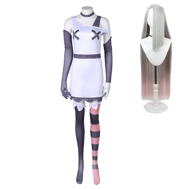 Hazbin Hotel Vaggie Women White Dress Set Party Carnival Halloween Cosplay Costume