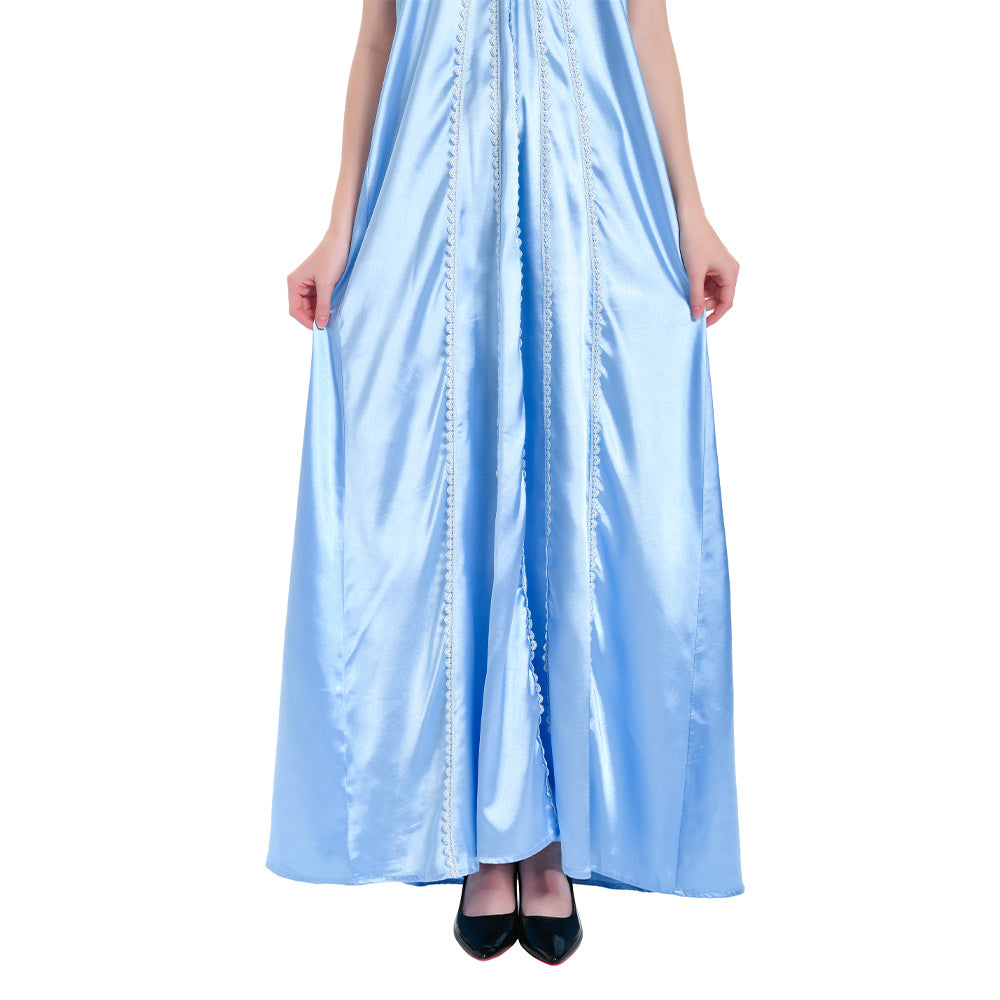 long sleepwear dress Women's Cotton Victorian Nightgown with Pockets, Emily Long Sleeve Lace Trimmed Button Up Long Night Dress, White / Large main image 0