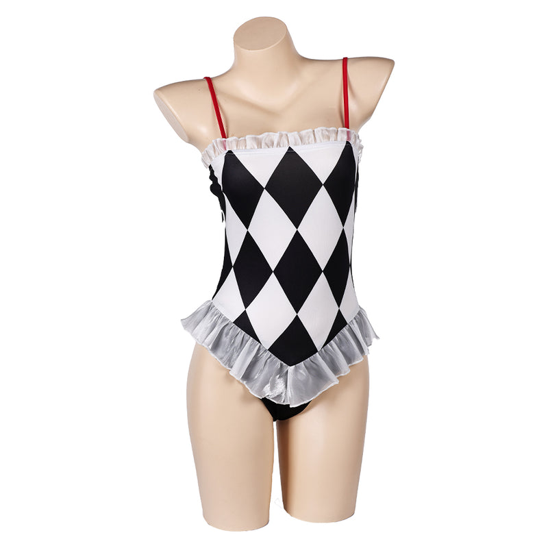 Joker: Folie à Deux (2024) Harley Quinn Women White And Black Swimsuit Cosplay Costume