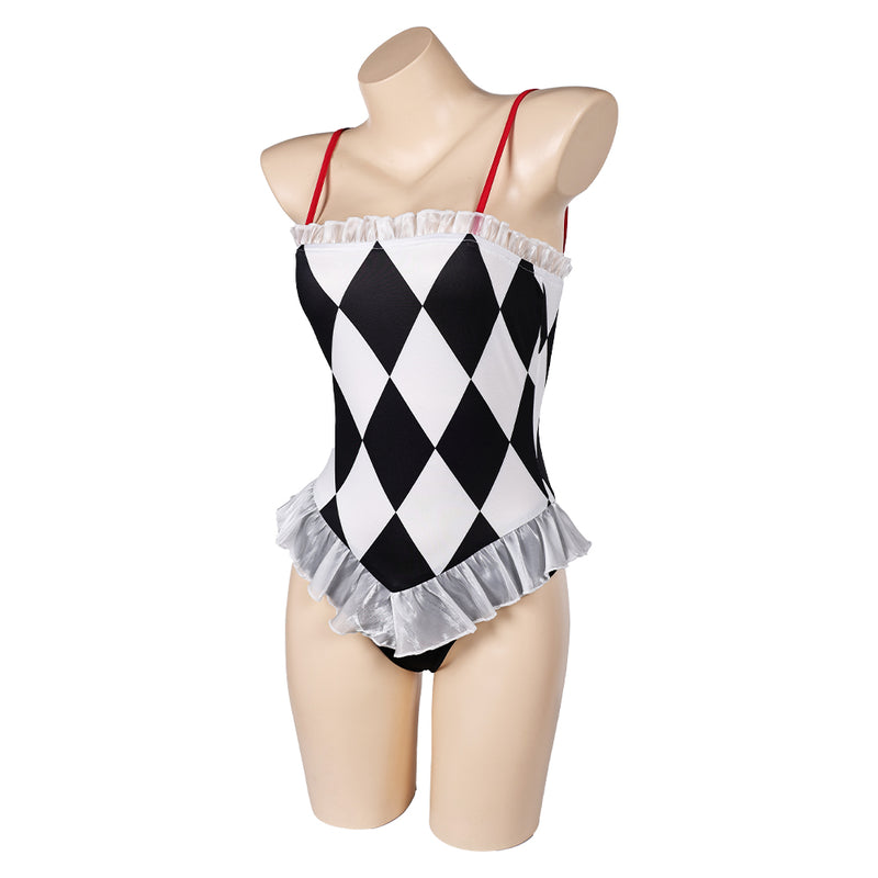 Joker: Folie à Deux (2024) Harley Quinn Women White And Black Swimsuit Cosplay Costume