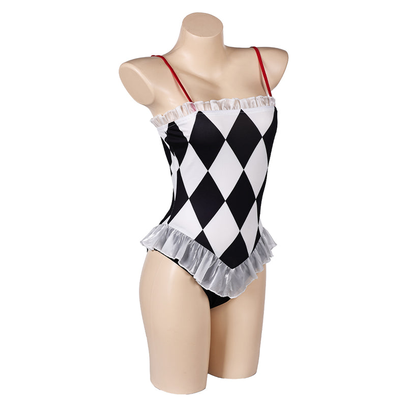 Joker: Folie à Deux (2024) Harley Quinn Women White And Black Swimsuit Cosplay Costume