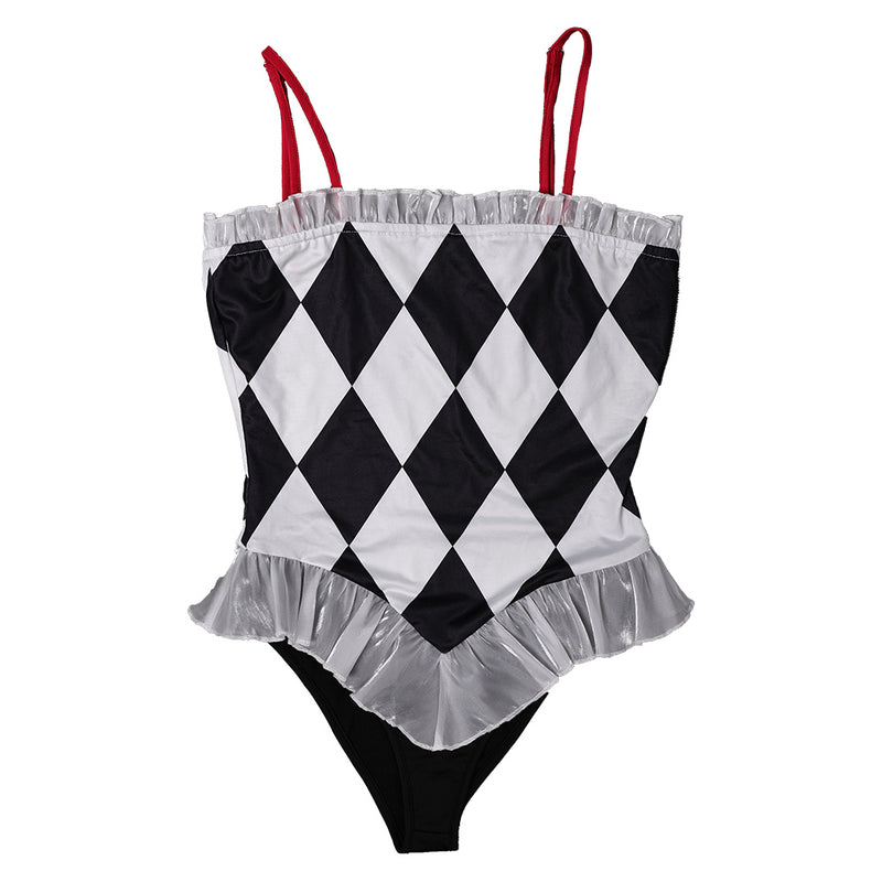 Joker: Folie à Deux (2024) Harley Quinn Women White And Black Swimsuit Cosplay Costume