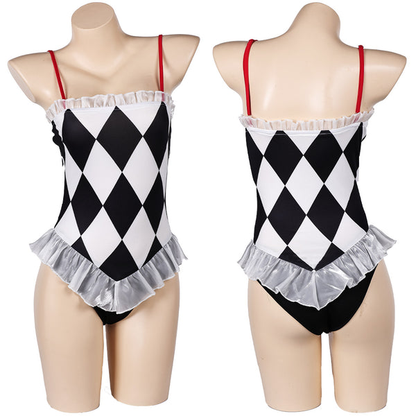 Joker: Folie à Deux (2024) Harley Quinn Women White And Black Swimsuit Cosplay Costume