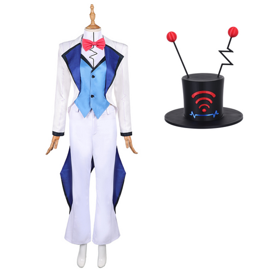 Hazbin Hotel 2025 Season 2 Vox Women White Tailcoat Tuxedo Fullset Outfit Carnival Halloween Cosplay Costume