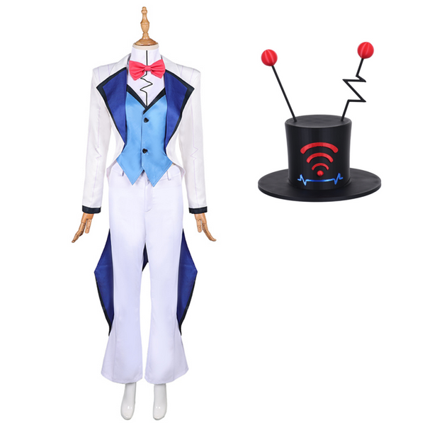 Hazbin Hotel 2025 Season 2 Vox Women White Tailcoat Tuxedo Fullset Outfit Carnival Halloween Cosplay Costume
