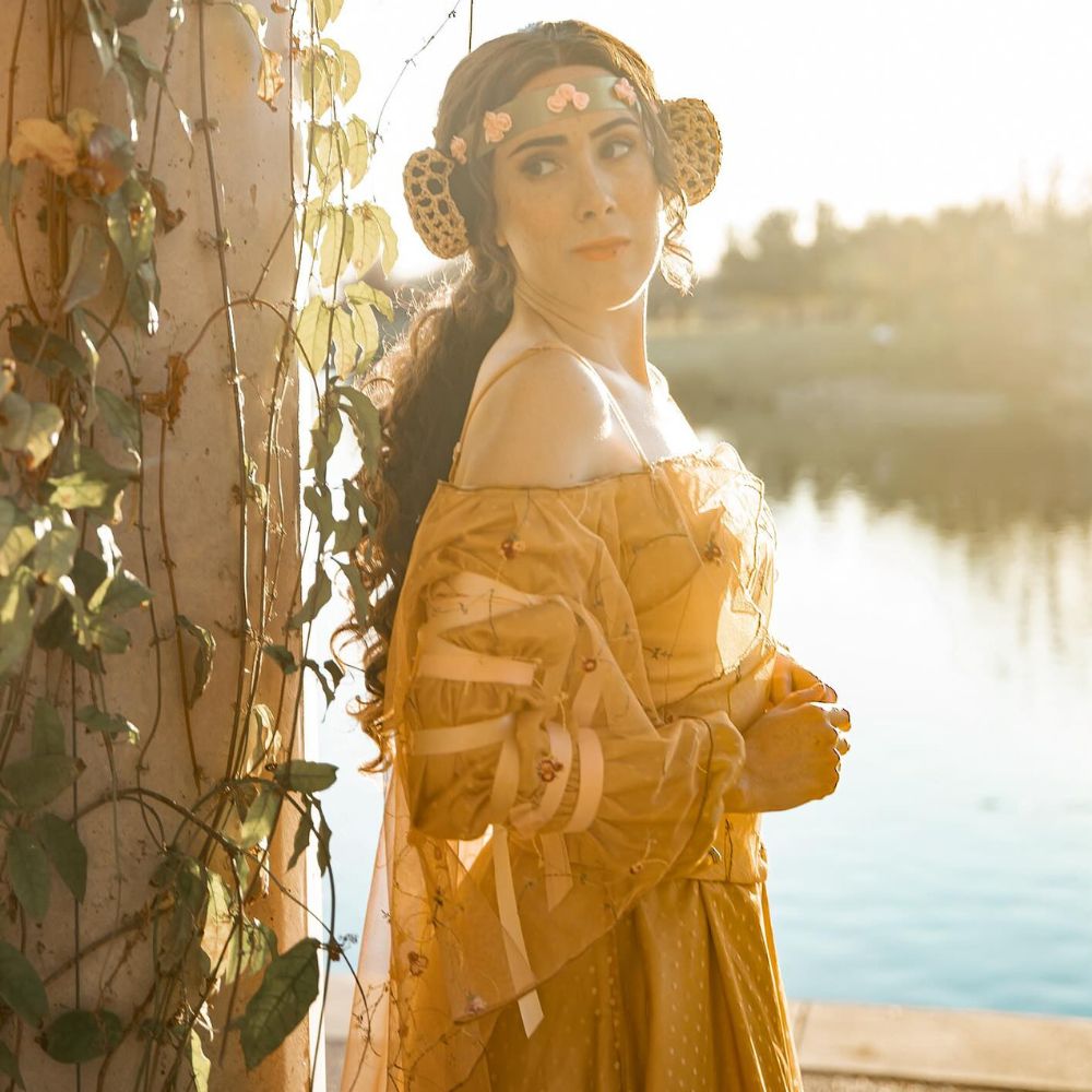 open lace back dress Padme Amidala Women Yellow Meadow Dress Party Carnival Halloween Cosplay  Costume