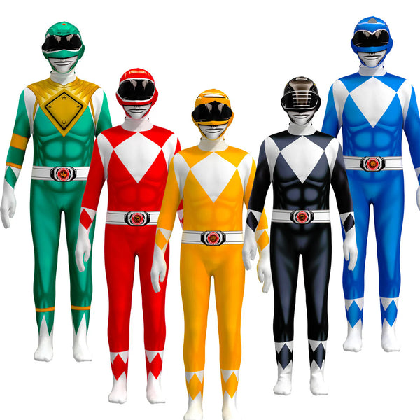 Mighty Morphin Power Rangers Cosplay Jumpsuit Carnival Halloween Cosplay Costume
