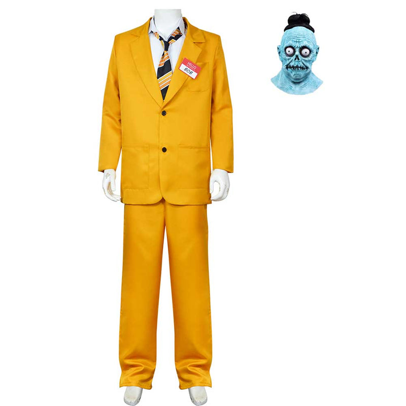 Beetlejuice 1989 Shrinker Shrunken Head Bob Yellow Suit Party Carnival Halloween Cosplay Costume