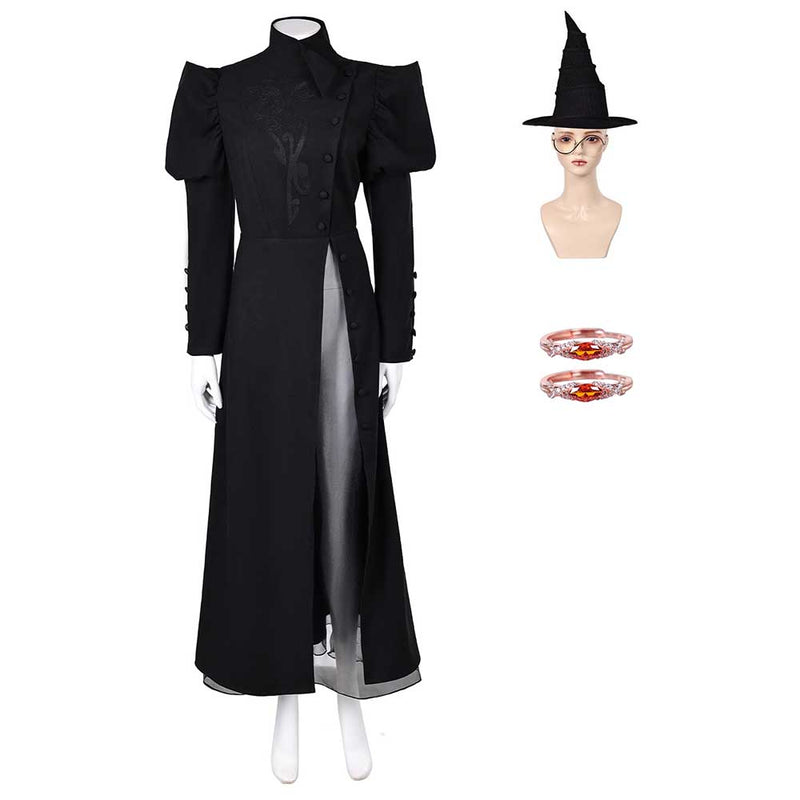 Wicked 2024 Elphaba Witch Women Black Dress Party Carnival Halloween Cosplay Costume