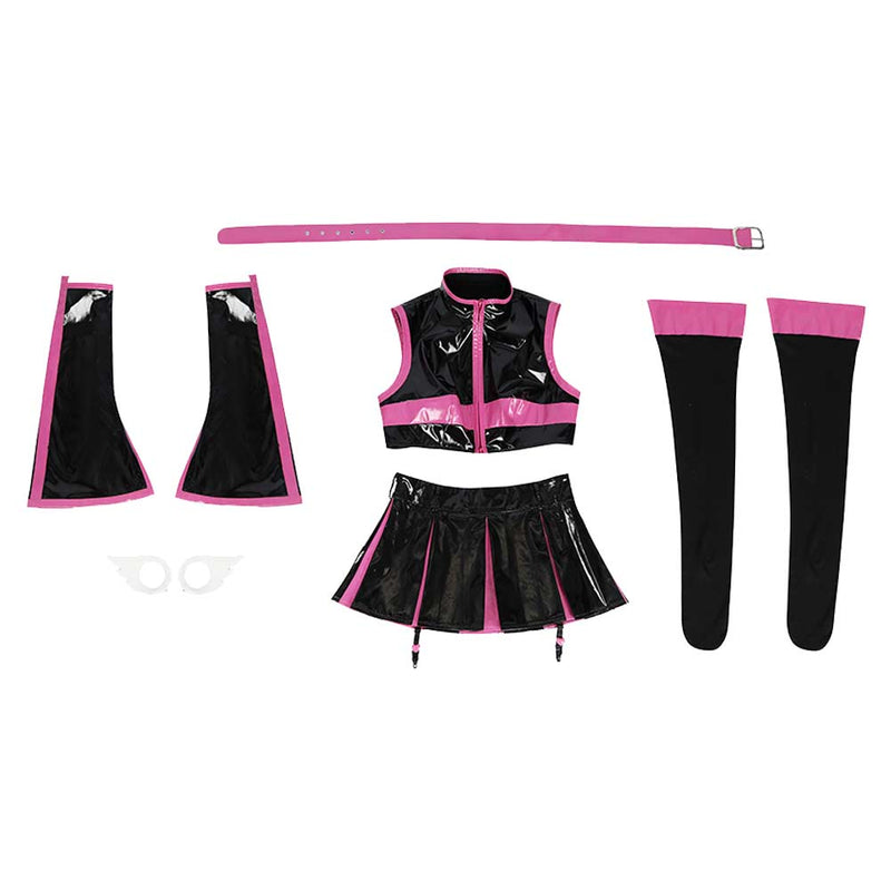 2.5 Dimensional Seduction Anime Mikari Tachibana Women Black Pink Dress Set Cosplay Costume