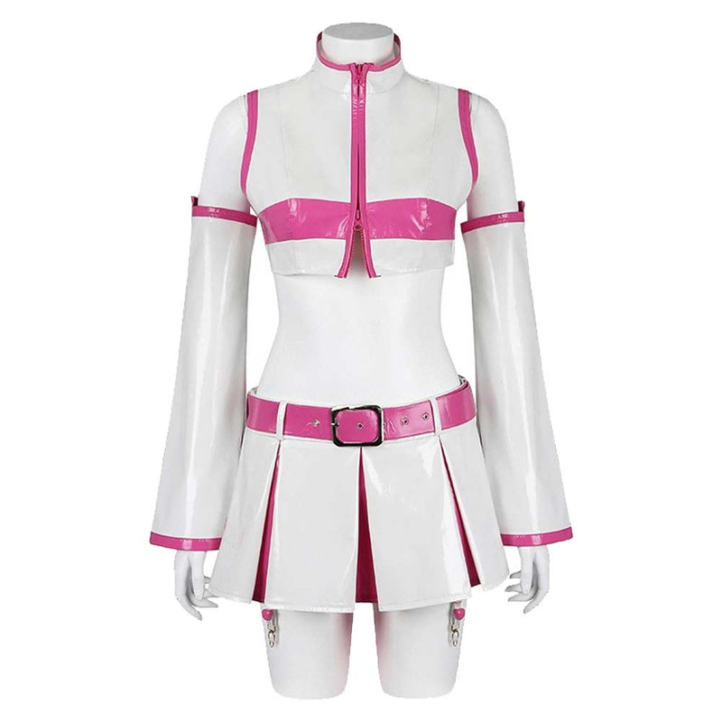 2.5 Dimensional Seduction Anime Ririsa Amano Women White Pink Dress Set Cosplay Costume